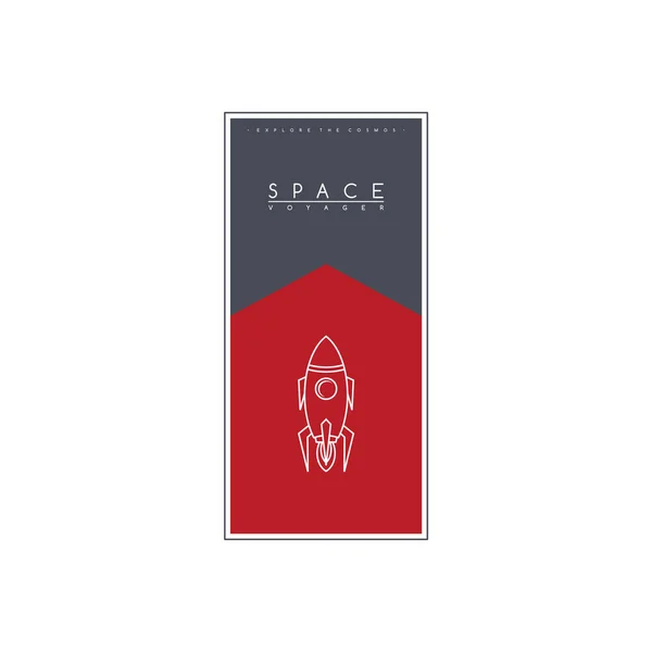 Folleto Creativo Minimalista Con Logotipo Nave Espacial Sobre Fondo Blanco — Archivo Imágenes Vectoriales