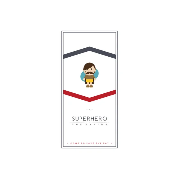 Plantilla Minimalista Con Superhéroe Sobre Fondo Blanco — Vector de stock