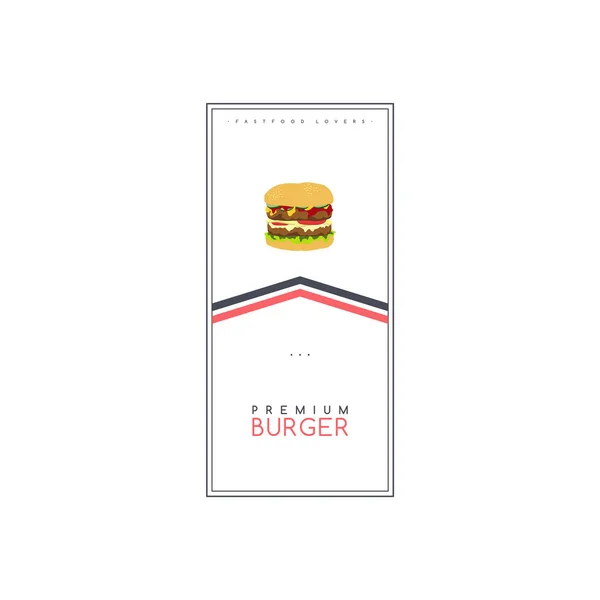 Bannière Élégante Simple Pour Hamburger Premium Illustration Vectorielle — Image vectorielle