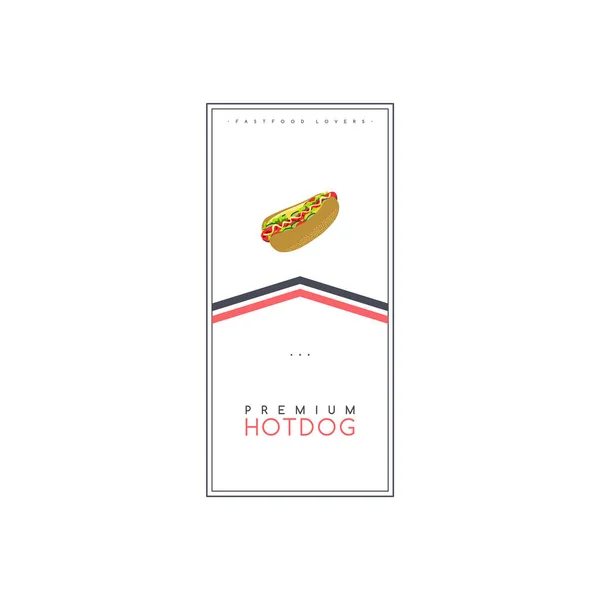 Semplice Banner Elegante Hotdog Premium Illustrazione Vettoriale — Vettoriale Stock