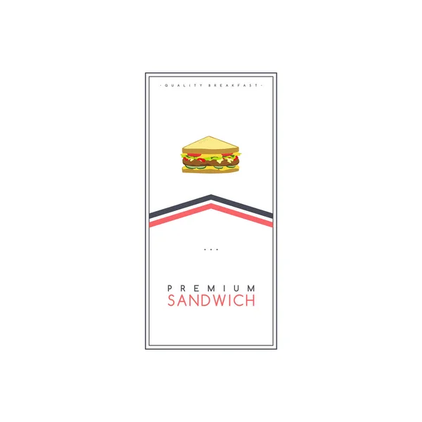 Simple Stylish Banner Premium Sandwich Vector Illustration — Stock Vector