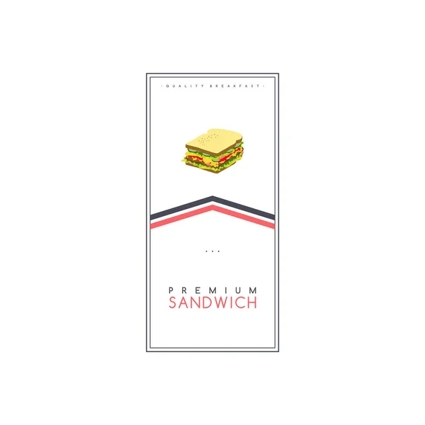 Einfaches Stylisches Banner Für Premium Sandwich Vektorillustration — Stockvektor