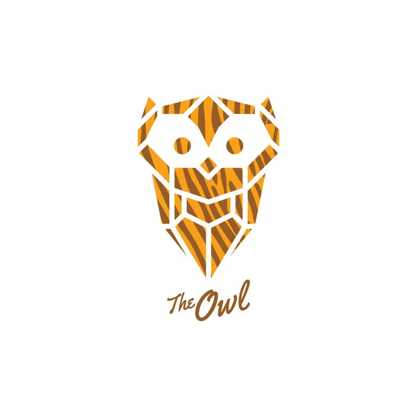 Simple Owl Bird Logo Isolerad Vit Bakgrund — Stock vektor