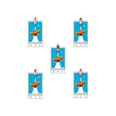 cep telefonu roket hızlandırıcı vektör sanat seti koleksiyonu