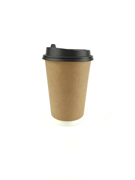 Tasse Carton Avec Capuchon Emporte Pour Café Thé Isolé Sur — Photo