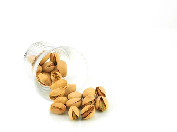 Pistachios Glass Isolated White Background High Vitamin Antioxidants Low Calories — Stock Photo, Image