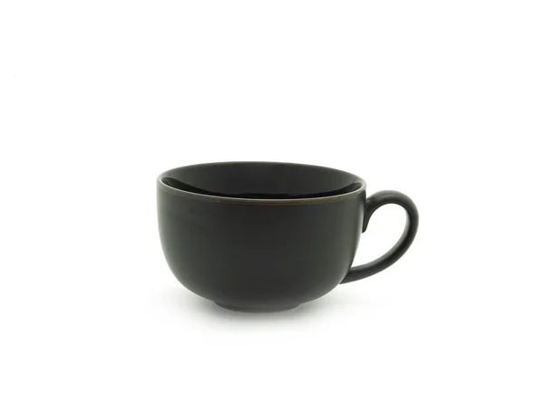 Tasse Céramique Noire Pour Thé Café Appareil Électroménager Restaurant Isolé — Photo