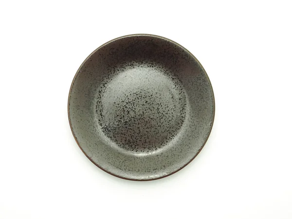 白地に隔離された上からの眺めを提供するために使用される茶色の丸皿古い日本スタイル — ストック写真