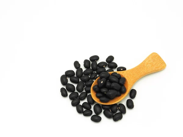Organic Raw Black Gram Vigna Mungo Woode Spoon Isolated White — Stock Photo, Image
