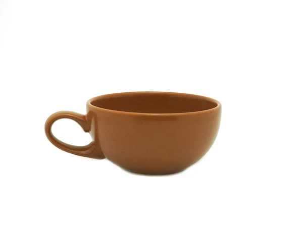 茶とコーヒーのための白い背景に隔離された茶色のマグカップ — ストック写真