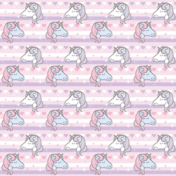 Tatlı renkli el çizimi, tek boynuzlu atlarla Pastel vektör tekrarlama deseni. Tek boynuzlu atlarla arka plan tekrarlanıyor.