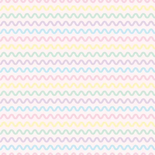 Pastell Färgglada Vågiga Linje Sömlös Vektor Mönster Abstrakt Sömlös Upprepa — Stock vektor