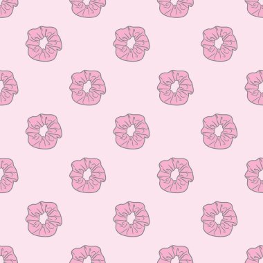 Pembe pürüzsüz küt elementli tekrarlanan model vektör arkaplanı. Kız pastel saç bağı deseni.