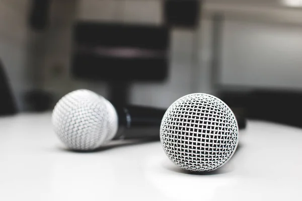 Microphone Table Meeting Room — Stock Photo, Image