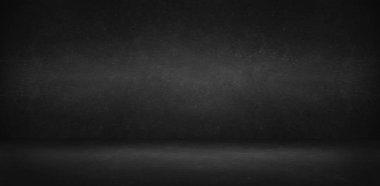 Gri ve siyah beton duvar stüdyo arka planı, boş oda ve boş pankart 