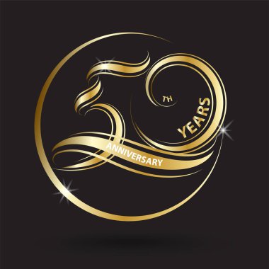 Altın 50 yıldönümü işareti ve altın kutlama sembolü için logo