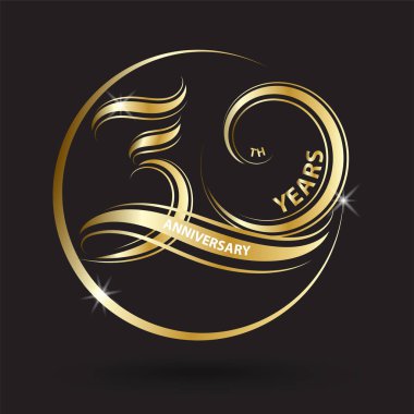 Altın 30th yıldönümü işareti ve altın kutlama sembolü için logo