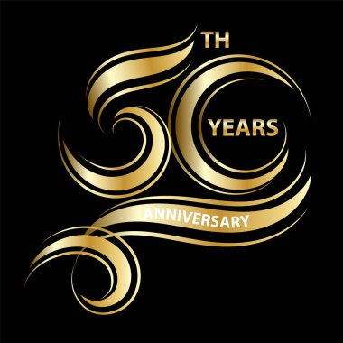 Altın 50 yıldönümü işareti ve altın kutlama sembolü için logo