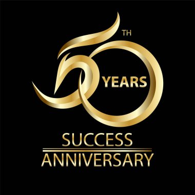 Altın 50 yıldönümü işareti ve altın kutlama sembolü için logo
