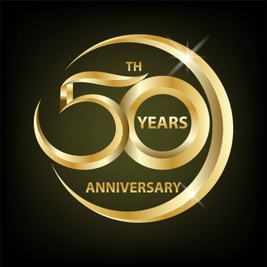 Altın 50 yıldönümü işareti ve altın kutlama sembolü için logo