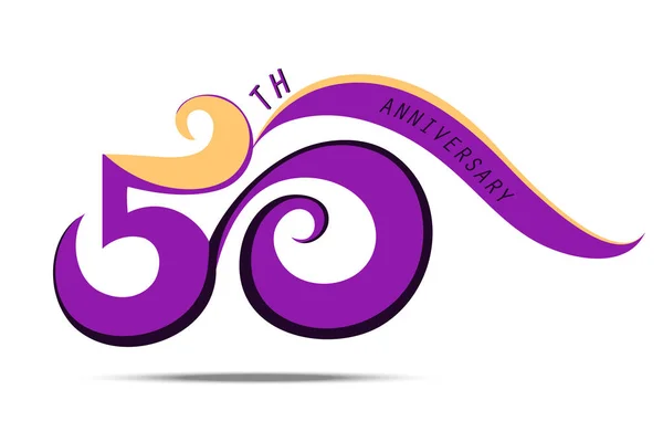 50周年和庆祝 紫罗兰色数字标志和标志艺术在白色背景 — 图库照片