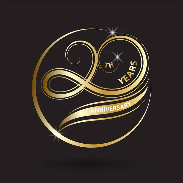 Altın 20Th Yıldönümü Logo Işareti Altın Kutlama Sembolü — Stok fotoğraf
