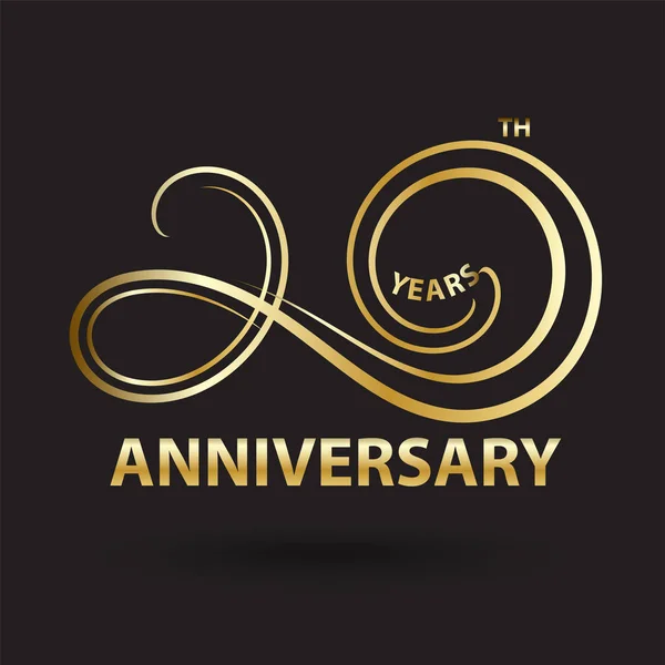 Altın 20Th Yıldönümü Logo Işareti Altın Kutlama Sembolü — Stok fotoğraf