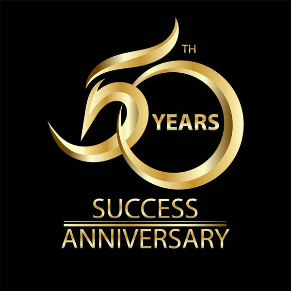 Signo Oro Del Aniversario Logotipo Para Símbolo Celebración Oro — Foto de Stock