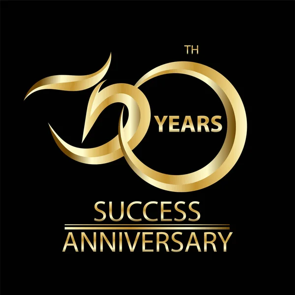 Złoty Rocznica Znak Logo Dla Złota Celebracja Symbol — Zdjęcie stockowe