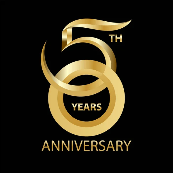 Golden 50Th Anniversary Sign Logo Gold Celebration Symbol — Stock Photo, Image