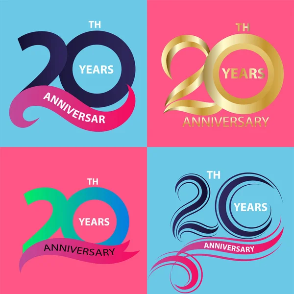 Set Anniversario Segno Logo Simbolo Celebrazione — Foto Stock