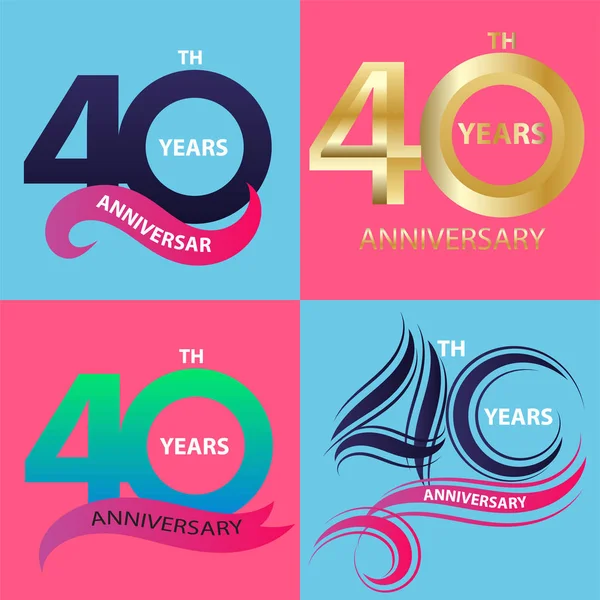 set 40th anniversary sign and logo celebration symbol