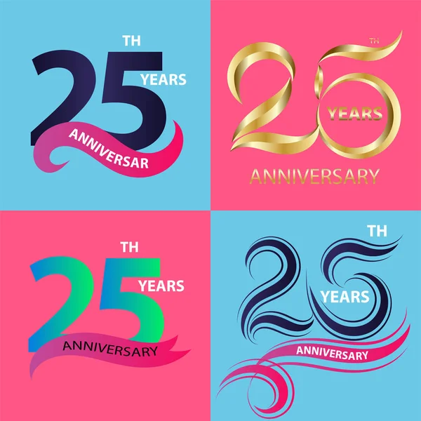 Set Anniversario Segno Logo Simbolo Celebrazione — Foto Stock