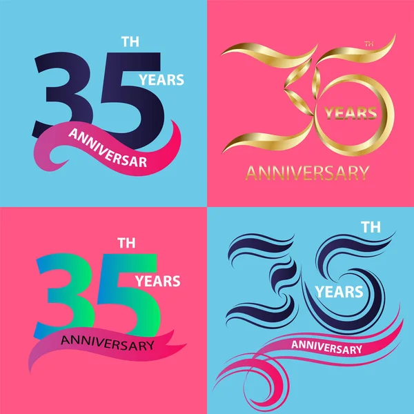 Set 35Th Anniversario Segno Logo Simbolo Celebrazione — Foto Stock