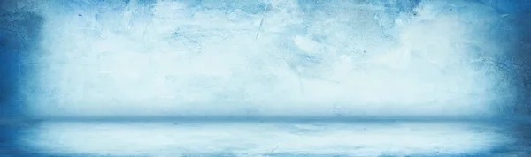 Горизонтально Голубой Гранж Текстурный Цемент Бетонный Настенный Баннер Чистый Студийный — стоковое фото