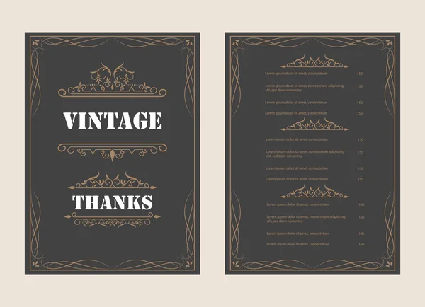 Vintage Ornamento Tarjeta Felicitación Vector Plantilla Retro Invitación Fondo Diseño —  Fotos de Stock