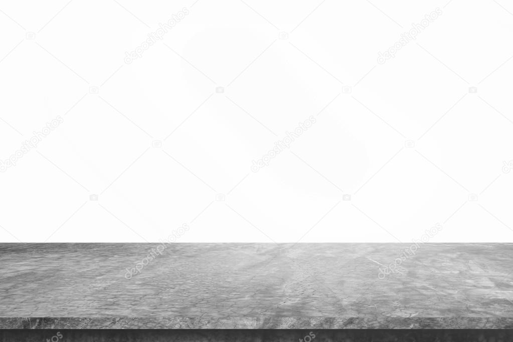 cement table and floor to present product on white background 