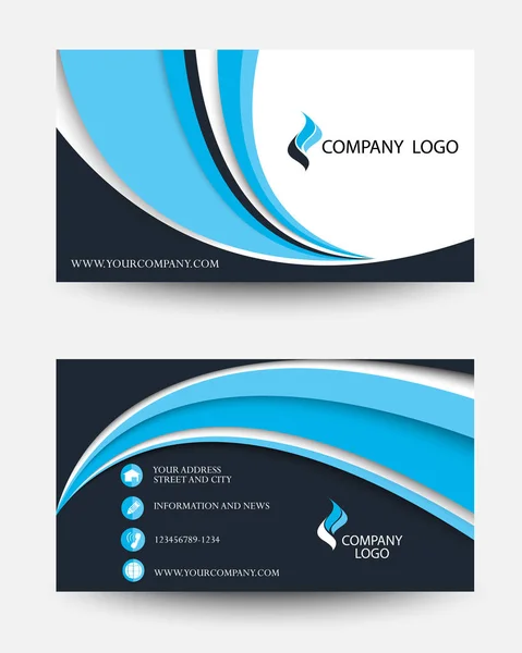 Plantilla moderna para tarjetas creativas de negocios en negro y azul wave de — Vector de stock