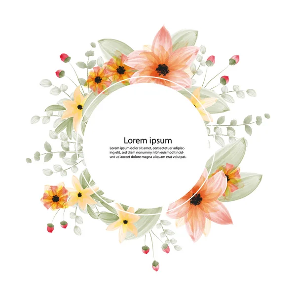 Gyönyörű virág virág akvarell festészet és a keret vagy banner — Stock Vector