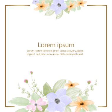 güzel çiçek çiçek suluboya boyama ve çerçeve veya afiş