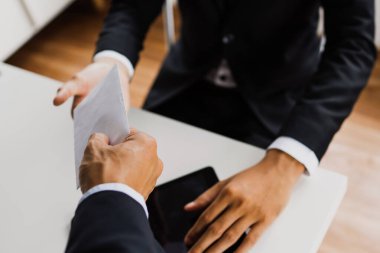 Businessman get bonus and salary from manager, Outstanding emplo
