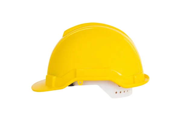 Casco Construcción Amarillo Aislado Trabajador Sobre Fondo Blanco — Foto de Stock