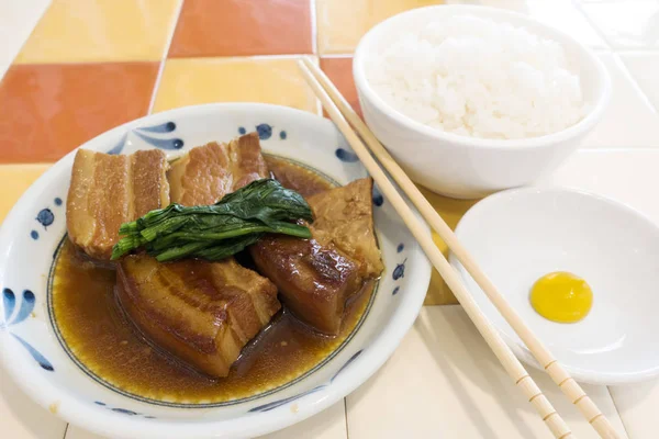 Porco Assado Japonês Com Arroz — Fotografia de Stock