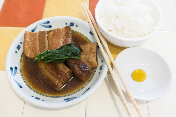 Japon Kızarmış Domuz Eti Pilav Ile — Stok fotoğraf