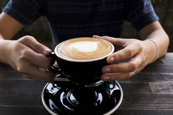 Tasse Café Chaude Sur Une Table Bois — Photo