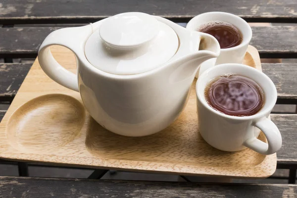 Teezeit Auf Dem Alten Holztisch — Stockfoto