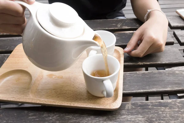 Tea Time Old Wood Table — Stock Photo, Image