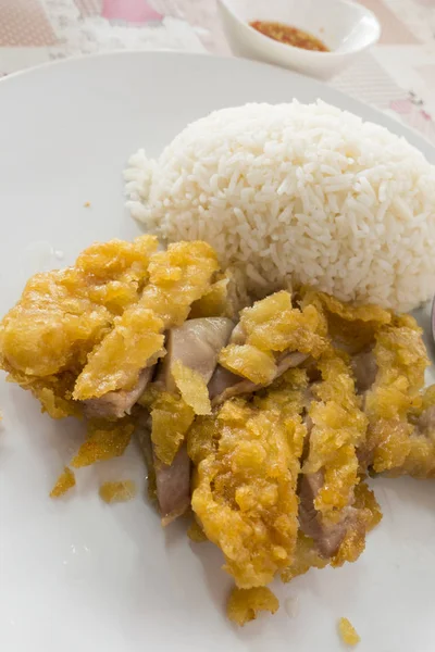 Arroz Con Pollo Frito Crujiente — Foto de Stock