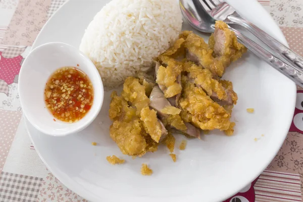 Arroz Con Pollo Frito Crujiente — Foto de Stock