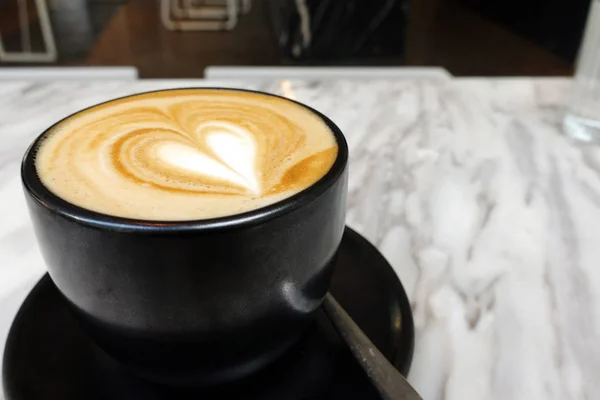 Hot Coffee Marble Table — Stock Photo, Image